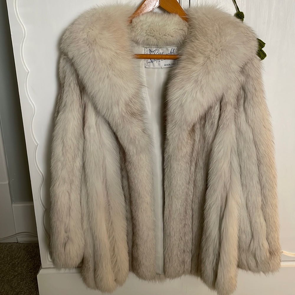 Vintage White fox fur coat.